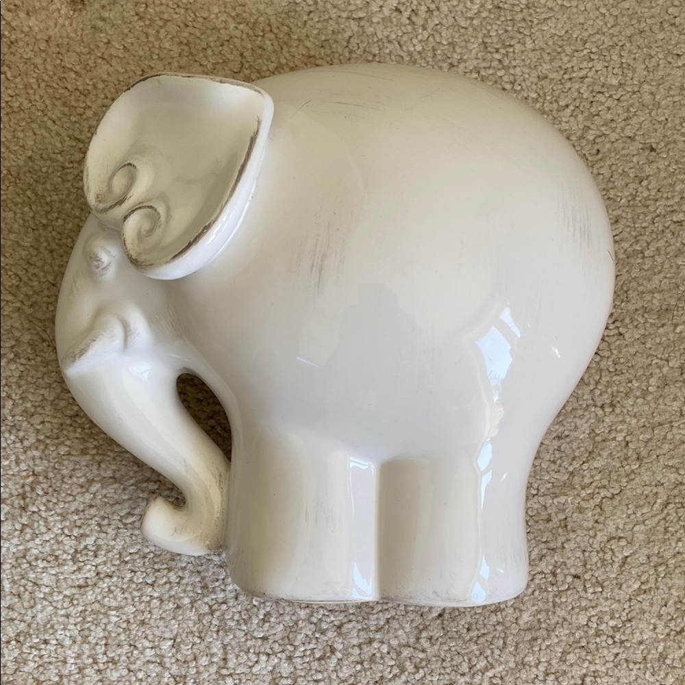Elegant White Elephant Ceramic Sculpture